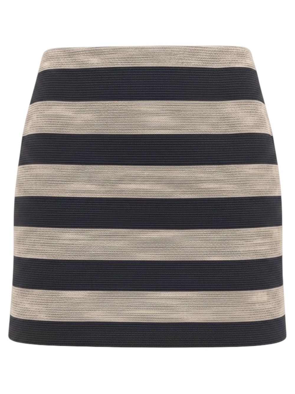 LOFT Navy Black/Tan Bold Stripe Cotton Blend Textured A Line Mini Skirt (4)